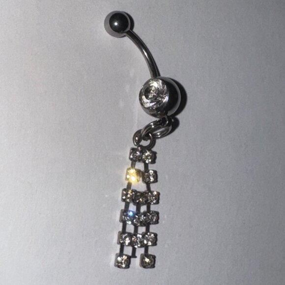 Rhinestone Dangle Belly Ring - Picture 2 of 8